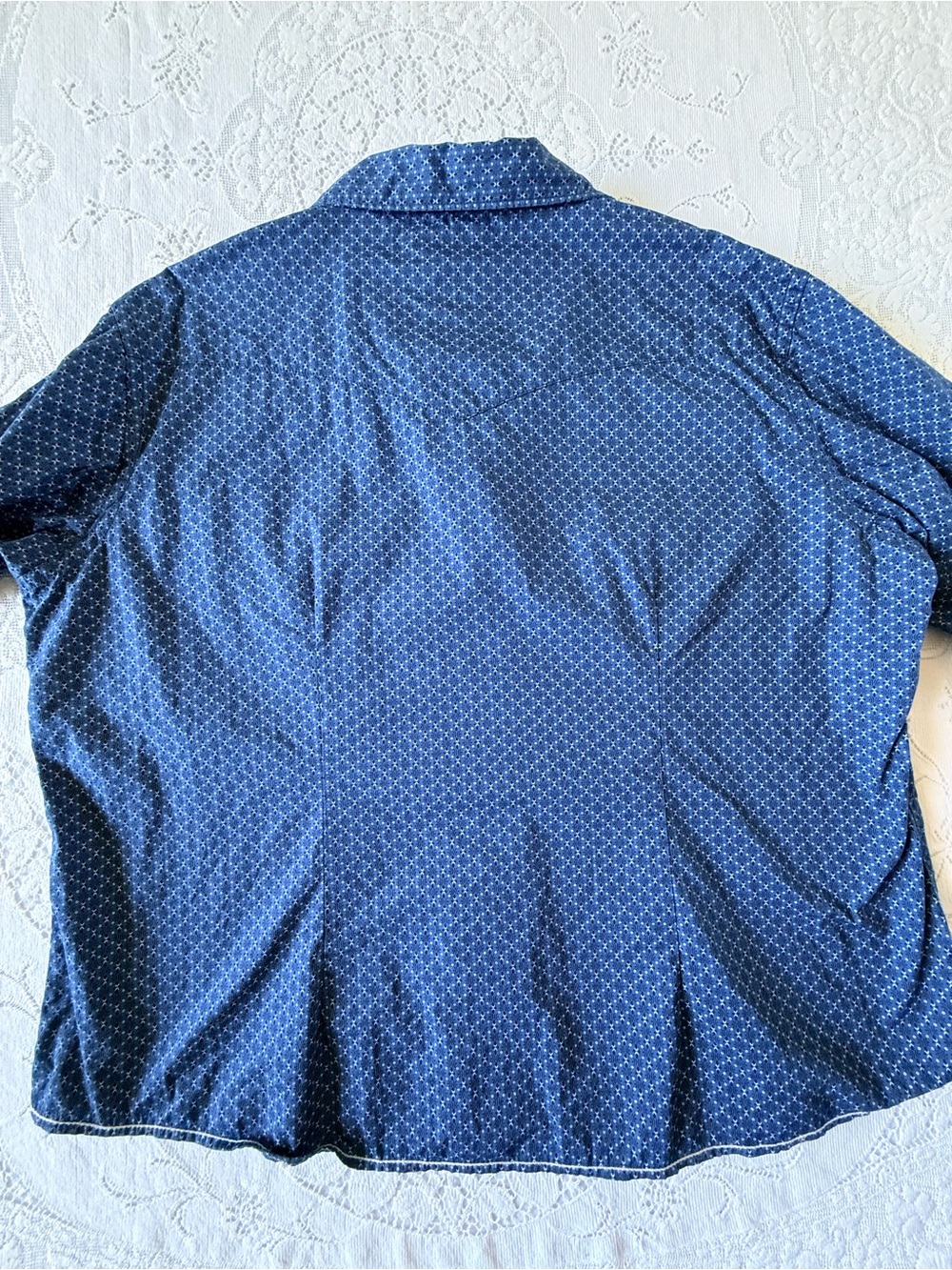 Panhandle Rough Stock Blue Western Pearl Snap Shirt XXL Whipstitch Geo Rodeo - Picture 11 of 13
